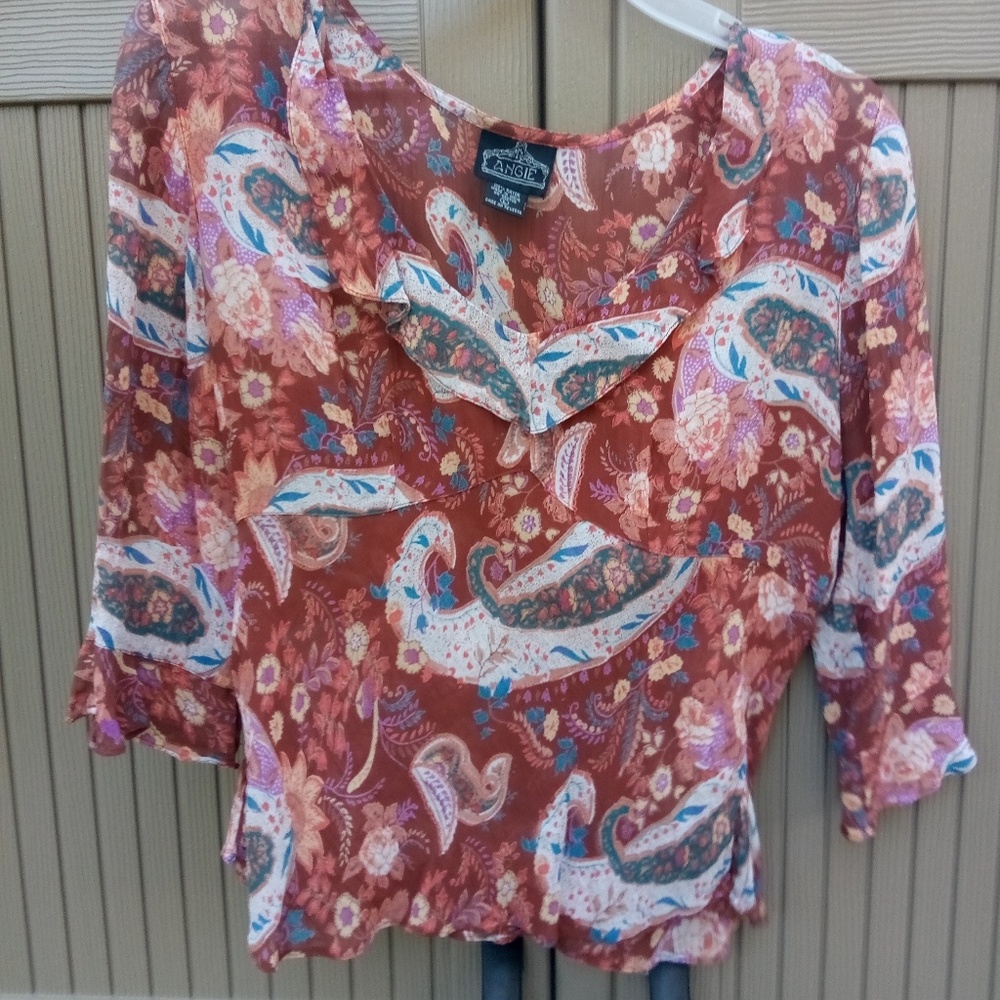 Angie Sheer Ruffle Blouse
